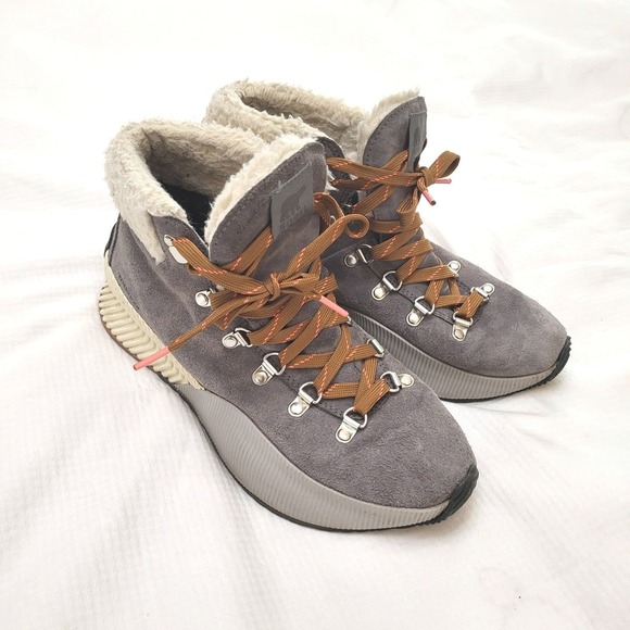 Sorel Shoes - Sorel Out 'N About III Quarry Gray Conquest Suede Waterproof Faux Fur Boots 9.5